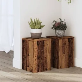 Soportes de plantas 2 uds madera roble envejecido 20x20x30 cm by , Pot stands - Ref: Foro24-852904, Price: 36,03 €, Discount:...