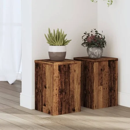 Soportes de plantas 2 uds madera roble envejecido 20x20x30 cm by , Pot stands - Ref: Foro24-852904, Price: 36,03 €, Discount:...