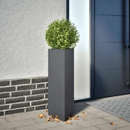 Jardinera triangular acero gris antracita 30x26x75 cm by , Pots and planters - Ref: Foro24-851147, Price: 63,34 €, Discount: ...