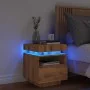 Mesita de noche con luces LED roble artisan 40x39x48,5 cm by , Nightstands - Ref: Foro24-857660, Price: 71,20 €, Discount: -5%%
