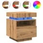 Mesita de noche con luces LED roble artisan 40x39x48,5 cm by , Nightstands - Ref: Foro24-857660, Price: 71,20 €, Discount: -5%%