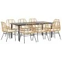 Juego comedor jardín 9 pzas cojines ratán sintético marrón by , Garden sets - Ref: Foro24-3334561, Price: 670,46 €, Discount:...