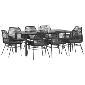 Set de comedor jardín 9 piezas cojines ratán polivinílico negro by , Garden sets - Ref: Foro24-3334568, Price: 734,85 €, Disc...
