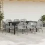 Juego comedor jardín 9 pzas cojines ratán sintético vidrio gris von , Gartensets - Ref: Foro24-3334582, Preis: 645,96 €, Raba...