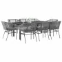 Juego comedor jardín 9 pzas cojines ratán sintético vidrio gris | Foro24.es | Tu tienda online para hogar, jardín y más Foro24.es