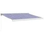 Toldo retráctil aluminio y tela azul y blanco 3,5x2,5 m by , Awnings - Ref: Foro24-3154522, Price: 440,69 €, Discount: -5%%