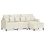 Sofá de 3 plazas con taburete de terciopelo crema 180 cm de , Sofás - Ref: Foro24-3201115, Precio: 345,90 €, Descuento: -5%%