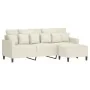Sofá de 3 plazas con taburete de terciopelo crema 180 cm de , Sofás - Ref: Foro24-3201115, Precio: 345,90 €, Descuento: -5%%