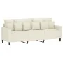Sofá de 3 plazas con taburete de terciopelo crema 180 cm de , Sofás - Ref: Foro24-3201115, Precio: 345,90 €, Descuento: -5%%