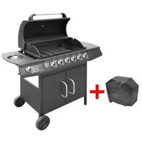 Barbacoa grill de gas 6+1 quemadores negra de , Barbacoas - Ref: Foro24-273792, Precio: 457,28 €, Descuento: -5%%