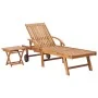 Tumbona con mesa y cojín madera maciza de teca by , Loungers - Ref: Foro24-3063031, Price: 315,30 €, Discount: -5%%
