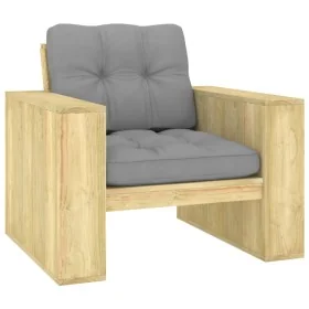 Silla de jardín y cojines gris madera pino impregnada de , Sillas de jardín - Ref: Foro24-3065742, Precio: 176,81 €, Descuent...