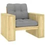 Silla de jardín y cojines gris madera pino impregnada by , Garden chairs - Ref: Foro24-3065742, Price: 176,81 €, Discount: -5%%