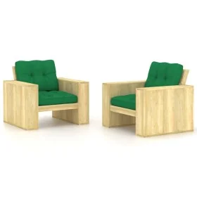 Sillas de jardín cojines 2 uds verde madera de pino impregnada de , Sillas de jardín - Ref: Foro24-3065794, Precio: 389,90 €,...