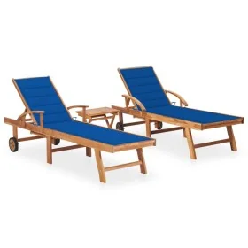 Tumbonas con mesa y cojín 2 unidades madera maciza de teca von , Liegen - Ref: Foro24-3073181, Preis: 597,21 €, Rabatt: -5%%