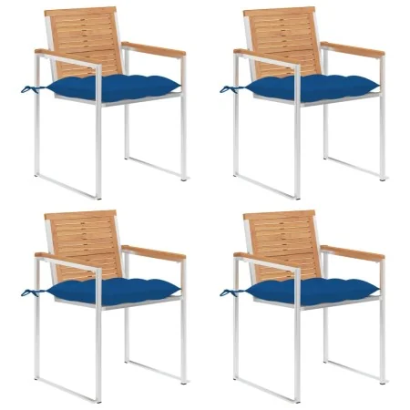 Sillas de jardín 4 unidades con cojines madera maciza teca von , Gartenstühle - Ref: Foro24-3078579, Preis: 548,26 €, Rabatt:...
