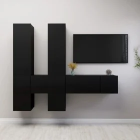 Set de muebles de salón TV 7 piezas madera