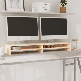 Soporte de monitor madera maciza de pino 100x24x13 cm by , TV Furniture - Ref: Foro24-813919, Price: 31,19 €, Discount: -5%%