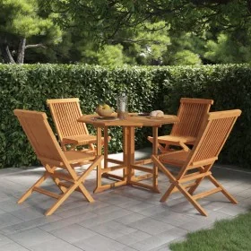 Set de comedor de jardín plegable 5 pzas madera