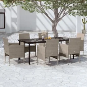 Juego de comedor de jardín 7 piezas con cojines beige y negro by , Garden sets - Ref: Foro24-3099297, Price: 642,85 €, Discou...