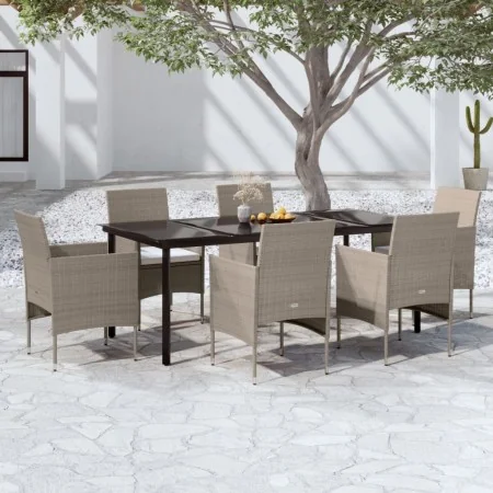 Juego de comedor de jardín 7 piezas con cojines beige y negro by , Garden sets - Ref: Foro24-3099297, Price: 642,85 €, Discou...
