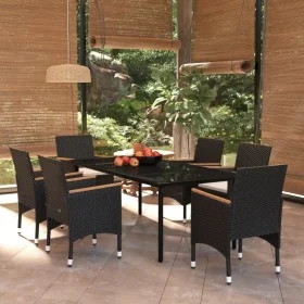 Juego de comedor de jardín 7 piezas con cojines negro de , Conjuntos de jardín - Ref: Foro24-3099333, Precio: 587,31 €, Descu...