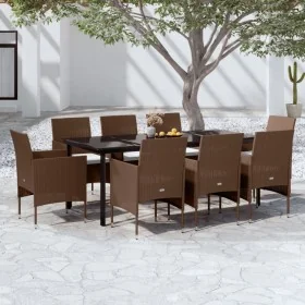 Juego de comedor para jardín 9 piezas y cojines marrón y negro by , Garden sets - Ref: Foro24-3099304, Price: 809,74 €, Disco...