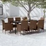 Juego de comedor para jardín 9 piezas y cojines marrón y negro by , Garden sets - Ref: Foro24-3099304, Price: 809,74 €, Disco...