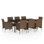 Juego de comedor para jardín 9 piezas y cojines marrón y negro by , Garden sets - Ref: Foro24-3099304, Price: 809,74 €, Disco...