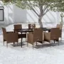 Juego de comedor de jardín 7 piezas con cojines marrón y negro by , Garden sets - Ref: Foro24-3099327, Price: 568,78 €, Disco...