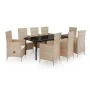 Juego de comedor de jardín 9 piezas con cojines beige by , Garden sets - Ref: Foro24-3099442, Price: 1,00 €, Discount: -5%%