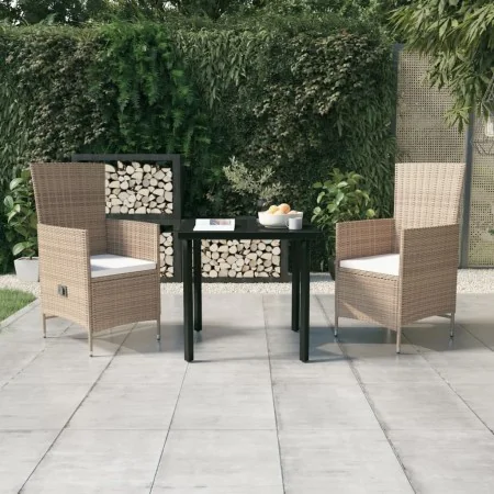 Juego de comedor de jardín 3 piezas con cojines beige von , Gartensets - Ref: Foro24-3099437, Preis: 314,85 €, Rabatt: -5%%