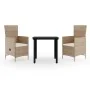 Juego de comedor de jardín 3 piezas con cojines beige von , Gartensets - Ref: Foro24-3099437, Preis: 314,85 €, Rabatt: -5%%