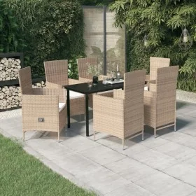 Juego de comedor de jardín 7 piezas con cojines beige von , Gartensets - Ref: Foro24-3099440, Preis: 801,90 €, Rabatt: -5%%