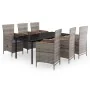 Juego de comedor de jardín 7 piezas con cojines gris by , Garden sets - Ref: Foro24-3099435, Price: 1,00 €, Discount: -5%%