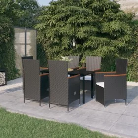 Juego de comedor de jardín 7 piezas con cojines negro von , Gartensets - Ref: Foro24-3099461, Preis: 907,14 €, Rabatt: -5%%