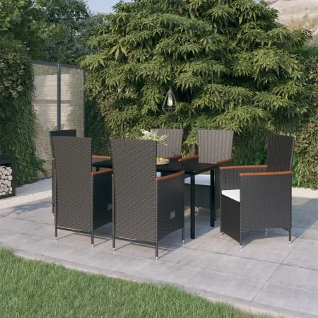 Juego de comedor de jardín 7 piezas con cojines negro von , Gartensets - Ref: Foro24-3099461, Preis: 907,14 €, Rabatt: -5%%