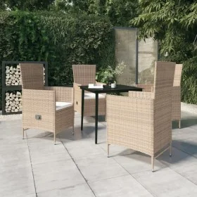 Juego de comedor de jardín 5 piezas con cojines beige de , Conjuntos de jardín - Ref: Foro24-3099456, Precio: 556,68 €, Descu...