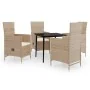 Juego de comedor de jardín 5 piezas con cojines beige by , Garden sets - Ref: Foro24-3099456, Price: 556,68 €, Discount: -5%%