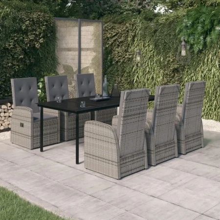 Juego de comedor de jardín 7 piezas con cojines gris by , Garden sets - Ref: Foro24-3099477, Price: 1,00 €, Discount: -5%%