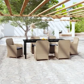 Juego de comedor para jardín 7 piezas con cojines marrón von , Gartensets - Ref: Foro24-3099539, Preis: 1,00 €, Rabatt: -5%%