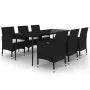 Set comedor de jardín 7 pzas y cojines ratán sintético y vidrio by , Garden sets - Ref: Foro24-3099731, Price: 536,53 €, Disc...