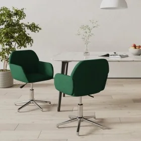 Sillas de comedor giratorias 2 uds tela verde