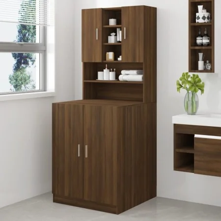 Armario de lavadora madera contrachapada color roble marrón de , Accesorios para lavadoras y secadoras - Ref: Foro24-3120184,...