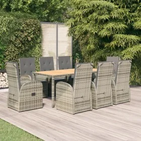 Set comedor jardín 9 pzas y cojines ratán sintético gris von , Gartensets - Ref: Foro24-3157589, Preis: 1,00 €, Rabatt: -5%%