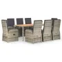 Set comedor jardín 9 pzas y cojines ratán sintético gris von , Gartensets - Ref: Foro24-3157589, Preis: 1,00 €, Rabatt: -5%%