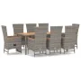 Set comedor jardín 9 pzas y cojines ratán sintético gris by , Garden sets - Ref: Foro24-3157554, Price: 1,00 €, Discount: -5%%