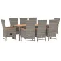 Set comedor jardín 9 pzas y cojines ratán sintético gris by , Garden sets - Ref: Foro24-3157554, Price: 1,00 €, Discount: -5%%