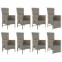 Set comedor jardín 9 pzas y cojines ratán sintético gris by , Garden sets - Ref: Foro24-3157554, Price: 1,00 €, Discount: -5%%