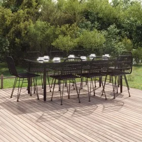 Juego de comedor de jardín 9 piezas ratán sintético negro by , Garden sets - Ref: Foro24-3157900, Price: 777,29 €, Discount: ...